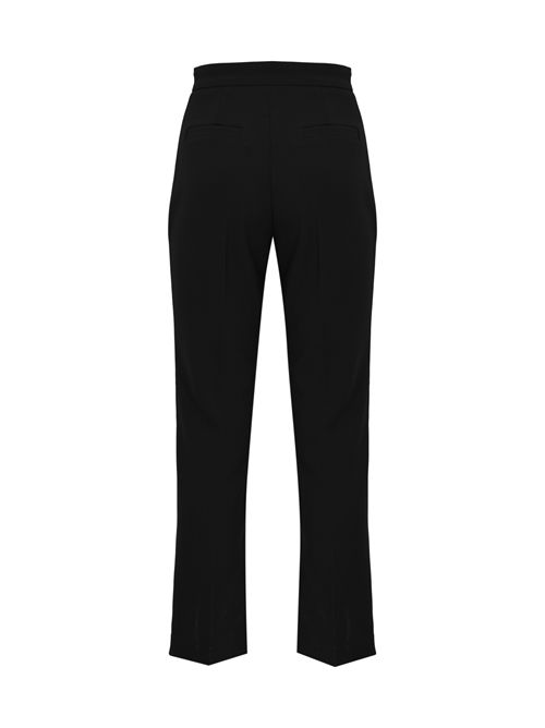 Pantalone in doppio crepe stretch con charm logo Nero Elisabetta Franchi | PA16861E2110